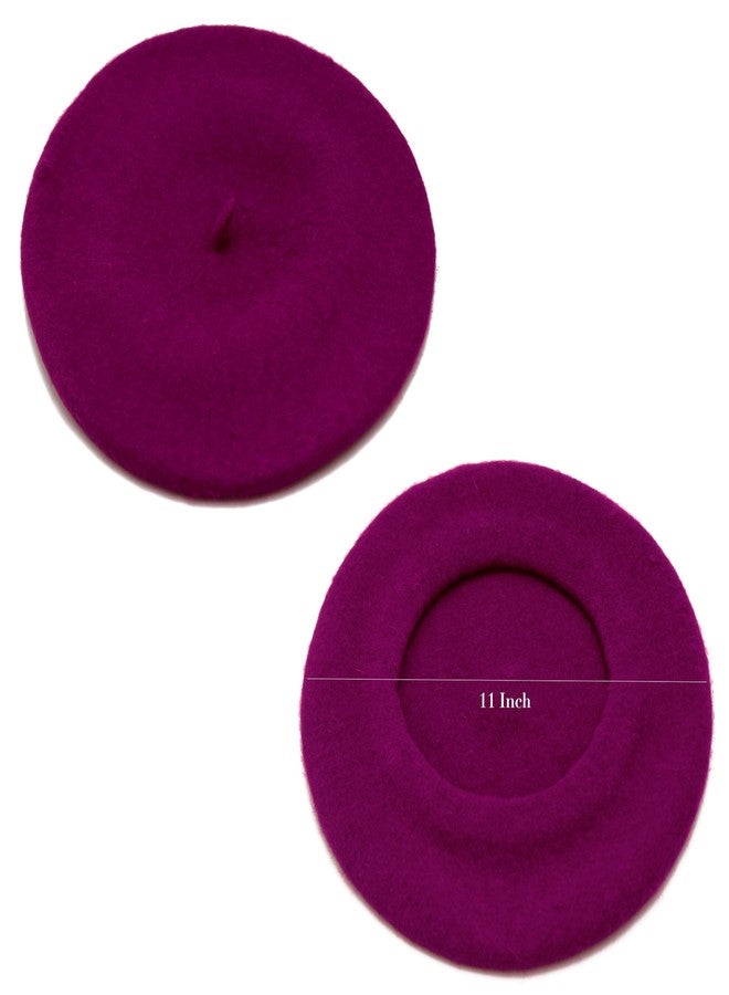 Sydbecs Wool Beret Hats for Women Ladies Girls, French Barret Hat Solid Color Style (Raspberry) - Image 5